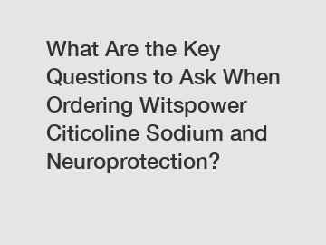 What Are the Key Questions to Ask When Ordering Witspower Citicoline Sodium and Neuroprotection?