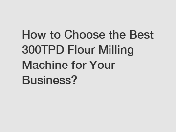 How to Choose the Best 300TPD Flour Milling Machine for Your Business?