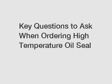 Key Questions to Ask When Ordering High Temperature Oil Seal