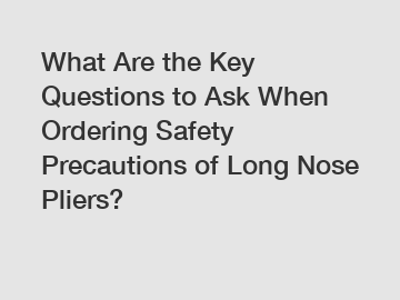 What Are the Key Questions to Ask When Ordering Safety Precautions of Long Nose Pliers?