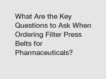 What Are the Key Questions to Ask When Ordering Filter Press Belts for Pharmaceuticals?