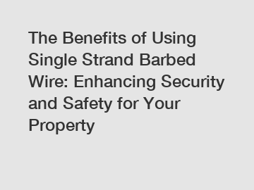The Benefits of Using Single Strand Barbed Wire: Enhancing Security and Safety for Your Property