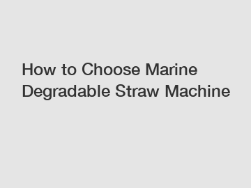 How to Choose Marine Degradable Straw Machine