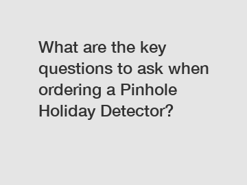 What are the key questions to ask when ordering a Pinhole Holiday Detector?