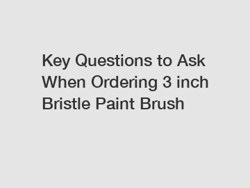 Key Questions to Ask When Ordering 3 inch Bristle Paint Brush