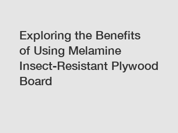 Exploring the Benefits of Using Melamine Insect-Resistant Plywood Board