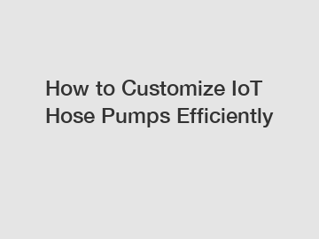 How to Customize IoT Hose Pumps Efficiently How to Customize IoT Hose Pumps Efficiently
