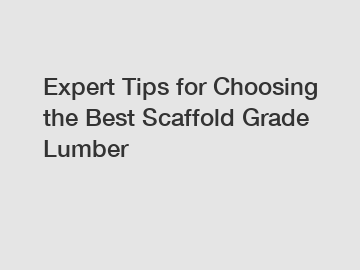 Expert Tips for Choosing the Best Scaffold Grade Lumber