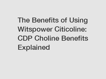 The Benefits of Using Witspower Citicoline: CDP Choline Benefits Explained