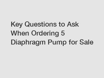 Key Questions to Ask When Ordering 5 Diaphragm Pump for Sale