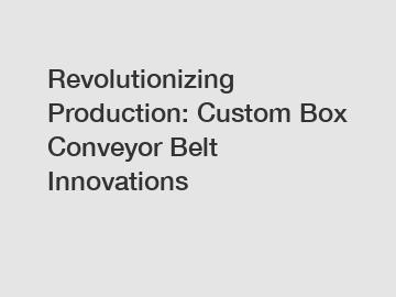 Revolutionizing Production: Custom Box Conveyor Belt Innovations