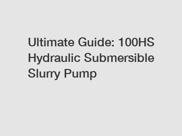 Ultimate Guide: 100HS Hydraulic Submersible Slurry Pump