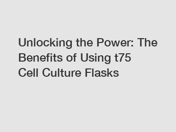 Unlocking the Power: The Benefits of Using t75 Cell Culture Flasks