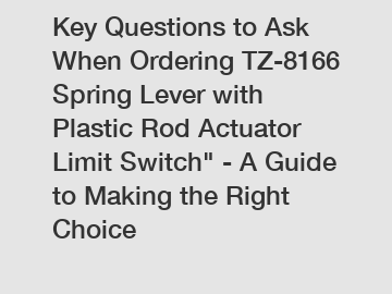 Key Questions to Ask When Ordering TZ-8166 Spring Lever with Plastic Rod Actuator Limit Switch" - A Guide to Making the Right Choice