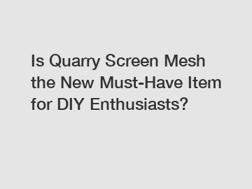 Is Quarry Screen Mesh the New Must-Have Item for DIY Enthusiasts?