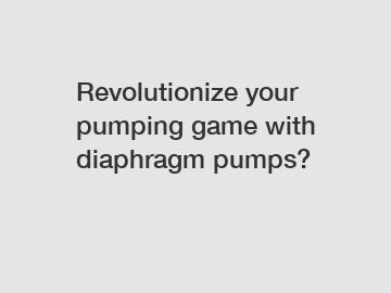 Revolutionize your pumping game with diaphragm pumps?