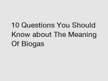 10 Questions You Should Know about The Meaning Of Biogas