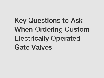 Key Questions to Ask When Ordering Custom Electrically Operated Gate Valves