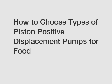 How to Choose Types of Piston Positive Displacement Pumps for Food