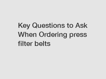 Key Questions to Ask When Ordering press filter belts