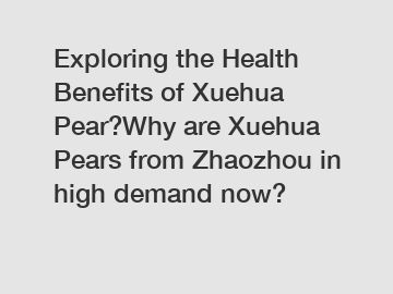 Exploring the Health Benefits of Xuehua Pear?Why are Xuehua Pears from Zhaozhou in high demand now?