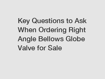 Key Questions to Ask When Ordering Right Angle Bellows Globe Valve for Sale