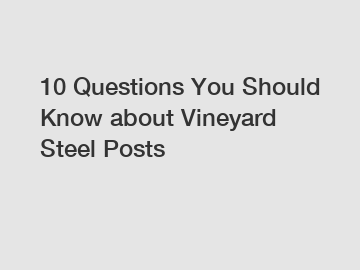 10 Questions You Should Know about Vineyard Steel Posts