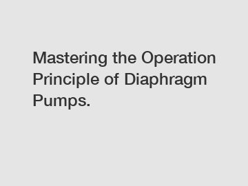 Mastering the Operation Principle of Diaphragm Pumps.