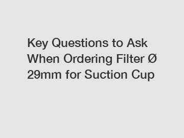 Key Questions to Ask When Ordering Filter &Oslash; 29mm for Suction Cup