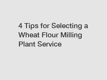 4 Tips for Selecting a Wheat Flour Milling Plant Service