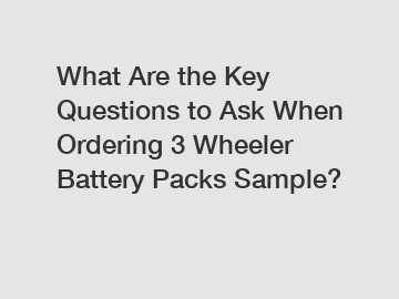 What Are the Key Questions to Ask When Ordering 3 Wheeler Battery Packs Sample?