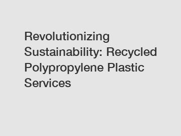 Revolutionizing Sustainability: Recycled Polypropylene Plastic Services