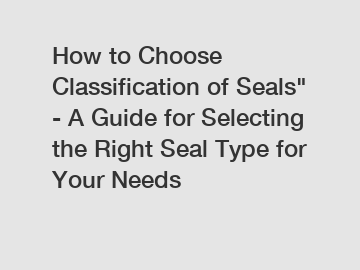 How to Choose Classification of Seals" - A Guide for Selecting the Right Seal Type for Your Needs