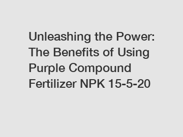 Unleashing the Power: The Benefits of Using Purple Compound Fertilizer NPK 15-5-20