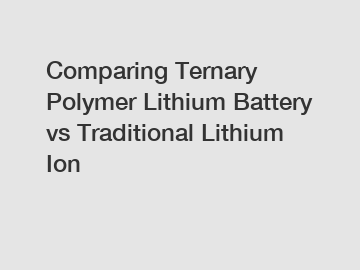 Comparing Ternary Polymer Lithium Battery vs Traditional Lithium Ion