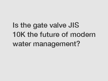 Is the gate valve JIS 10K the future of modern water management?