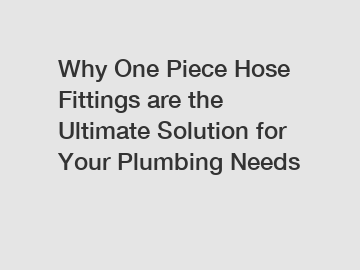 Why One Piece Hose Fittings are the Ultimate Solution for Your Plumbing Needs