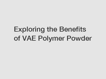 Exploring the Benefits of VAE Polymer Powder