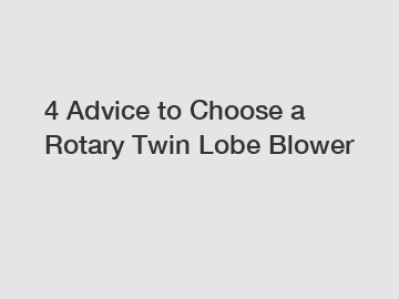 4 Advice to Choose a Rotary Twin Lobe Blower