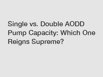 Single vs. Double AODD Pump Capacity: Which One Reigns Supreme?