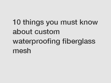 10 things you must know about custom waterproofing fiberglass mesh