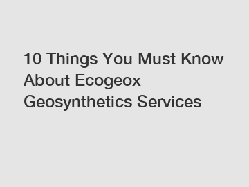 10 Things You Must Know About Ecogeox Geosynthetics Services