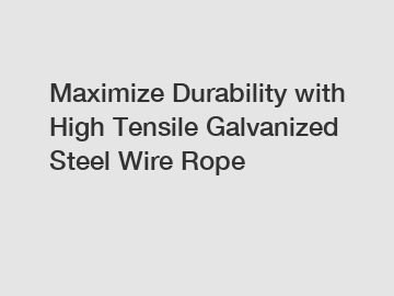 Maximize Durability with High Tensile Galvanized Steel Wire Rope