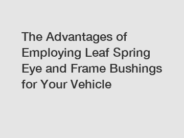 The Advantages of Employing Leaf Spring Eye and Frame Bushings for Your Vehicle