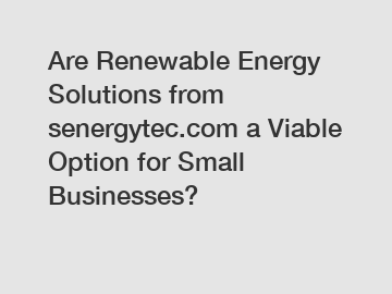 Are Renewable Energy Solutions from senergytec.com a Viable Option for Small Businesses?