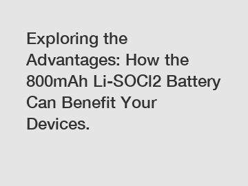 Exploring the Advantages: How the 800mAh Li-SOCl2 Battery Can Benefit Your Devices.