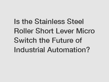 Is the Stainless Steel Roller Short Lever Micro Switch the Future of Industrial Automation?