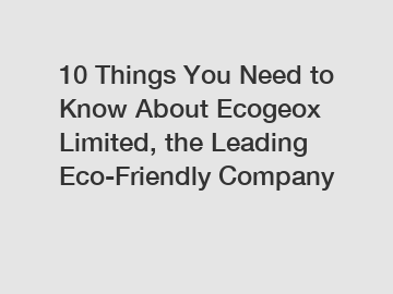 10 Things You Need to Know About Ecogeox Limited, the Leading Eco-Friendly Company