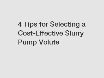 4 Tips for Selecting a Cost-Effective Slurry Pump Volute