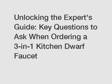 Unlocking the Expert's Guide: Key Questions to Ask When Ordering a 3-in-1 Kitchen Dwarf Faucet